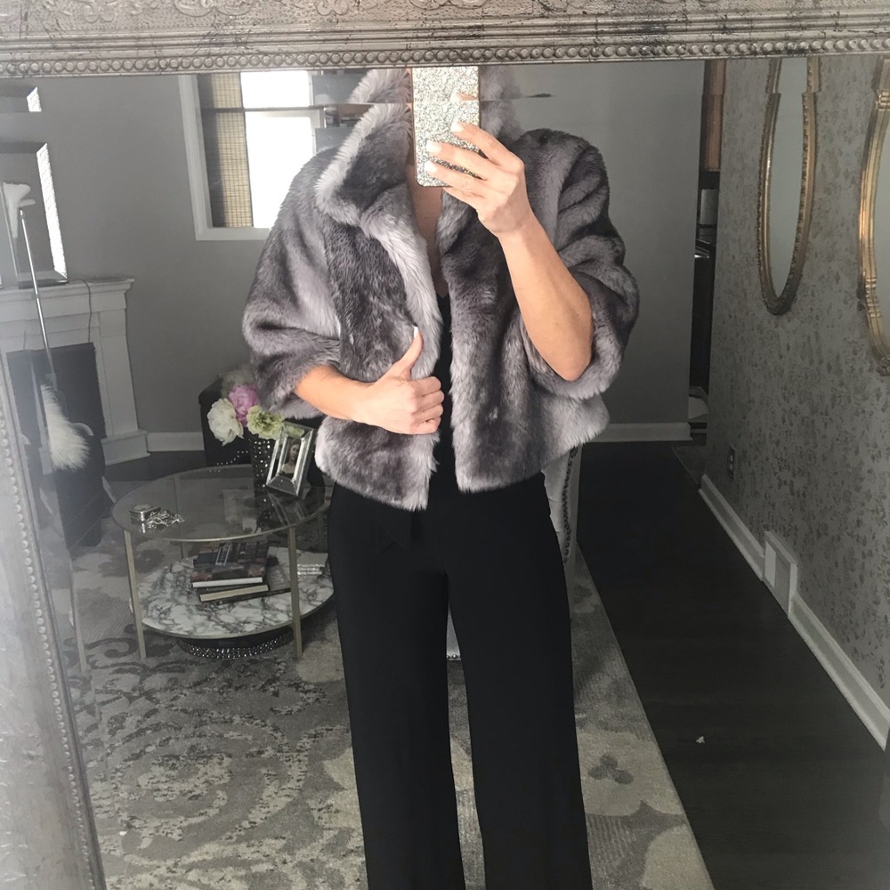 Calvin Klein Gray Fur Jacket